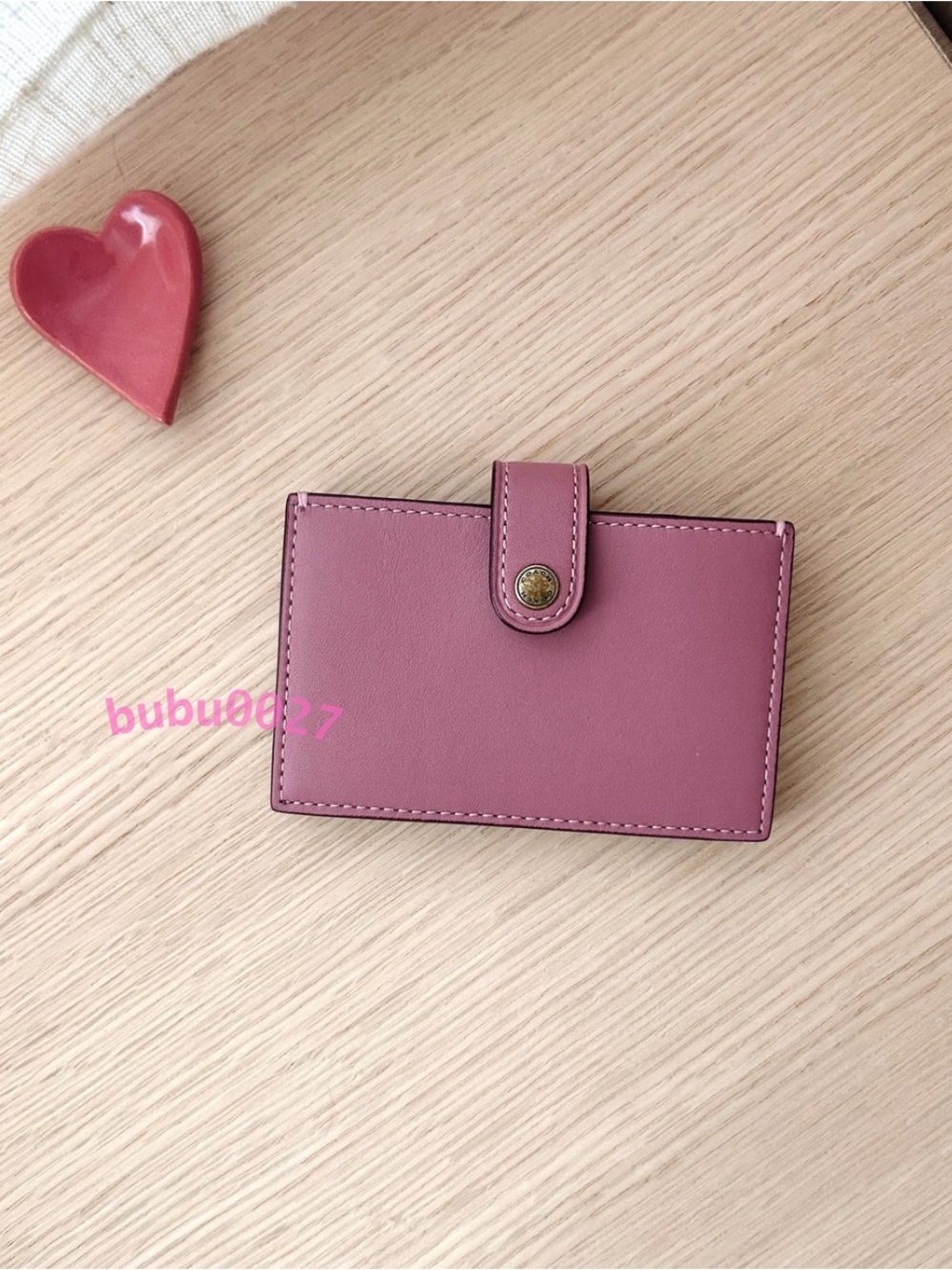 Coach🎀Accordion Card Case Wallet 1941 Glovetanned Leather Pink Dusty Rose